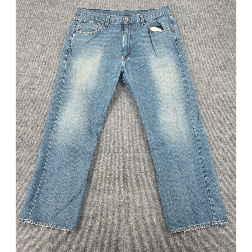 Polo Jeans Co Ralph Lauren Mens Distressed Straight Leg Denim Blue Wash 38x30